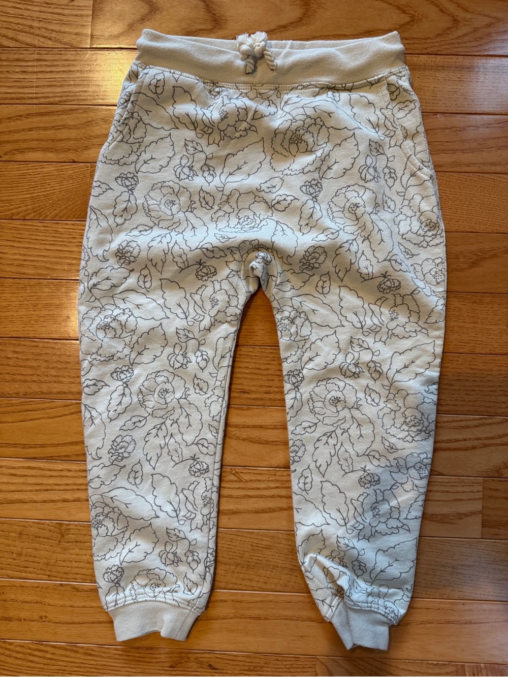 Rylee + Cru Cream Joggers with Gray Floral Outline
